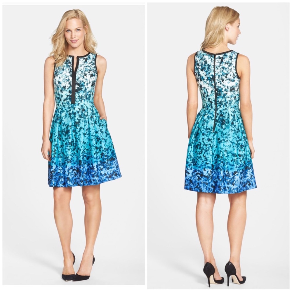 Vince Camuto Ombré Floral Print Fit & Flare Dress